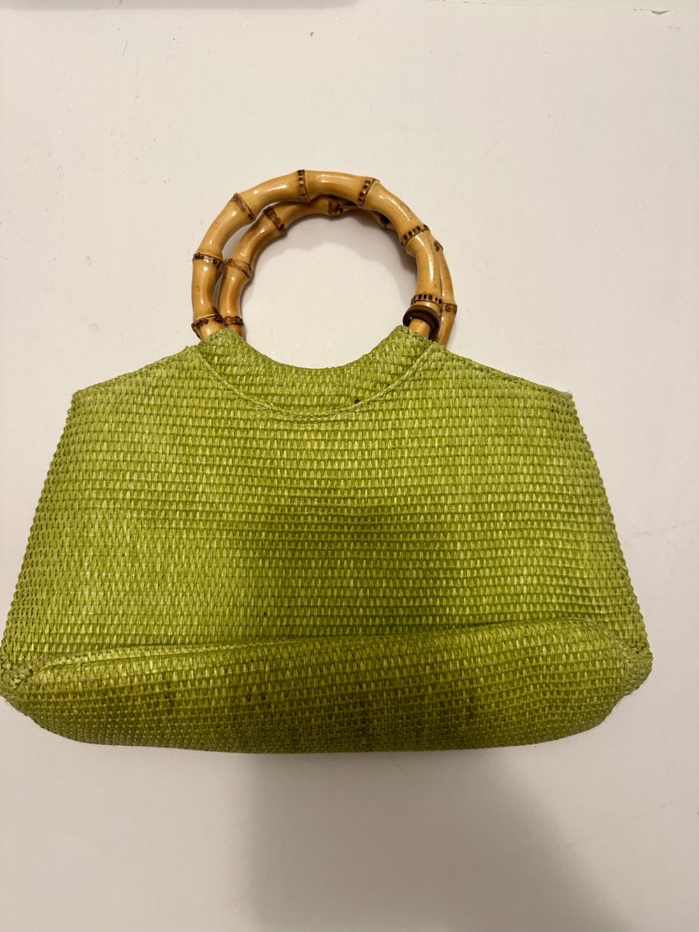 Fossil Lime Green Woven small summer purse with Bamboo Handles - Picture 3 of 5